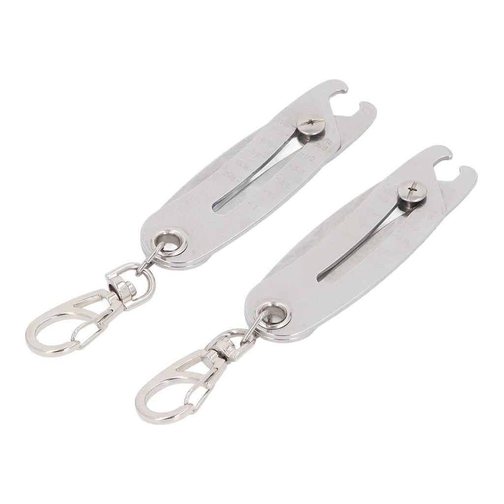 2 Stück Gewindeprüfer Schlüsselanhänger Ti Stahl Metrische und Imperiale Einheiten Tragbarer Gewindelehren-Identifikator