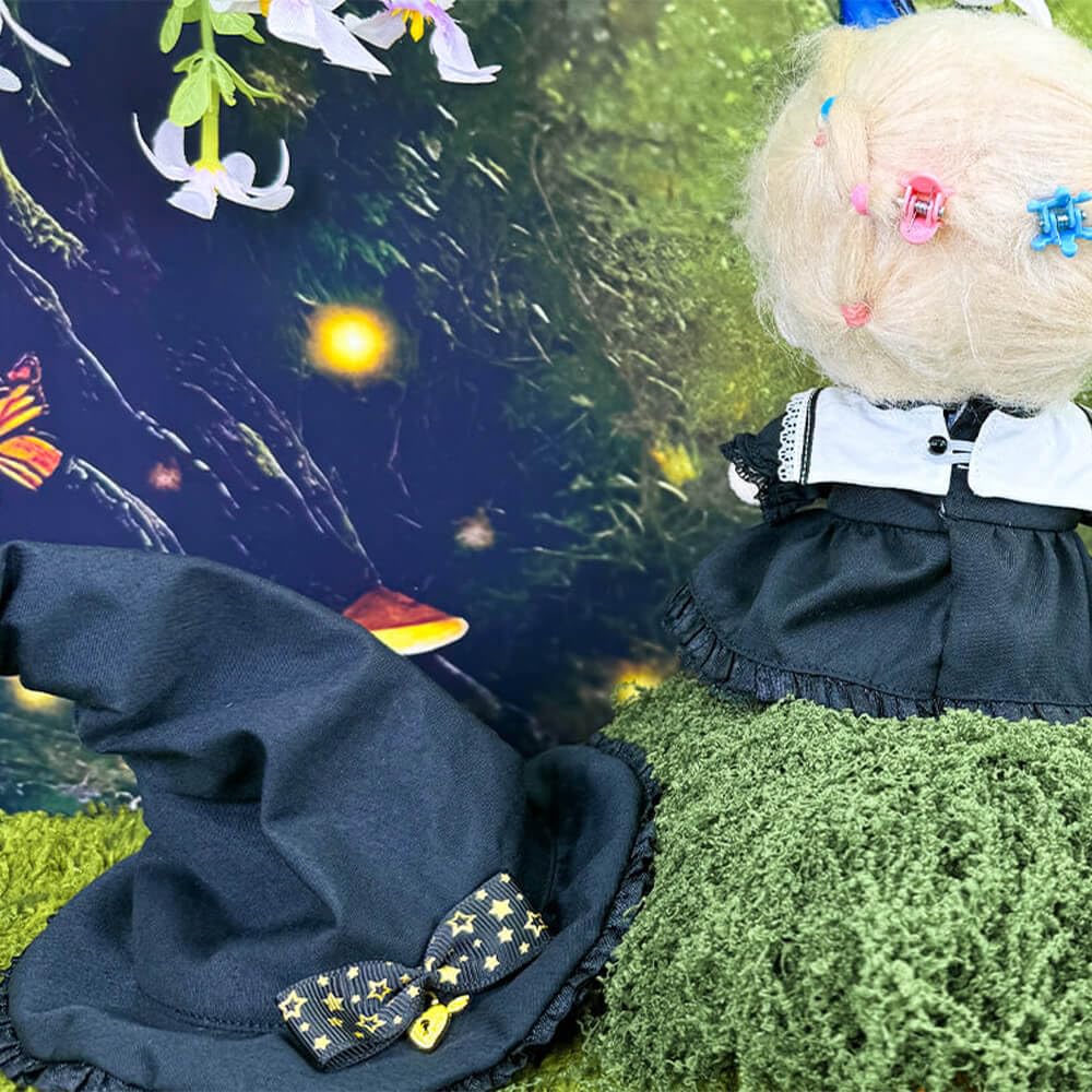 niannyyhouse Cotton Doll Clothes - 15cm Doll Clothes - Hat + Collar + Dress - 3-Piece Set - Doll Baby Clothes - Black Magic - Dress Up - For Stuffed