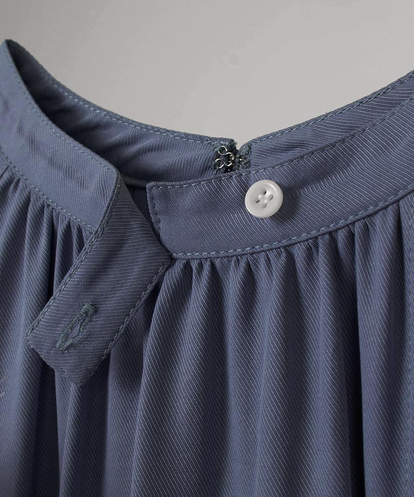 Obeodyupeulleeo Half Neck Shirring Dress_Vintage Blue