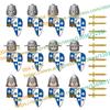 N501U-504U Medieval Castle Knight Building Blocks Figures Four Side UV Printing King Warhorse Weapons Accessories Toys Kid Gifts