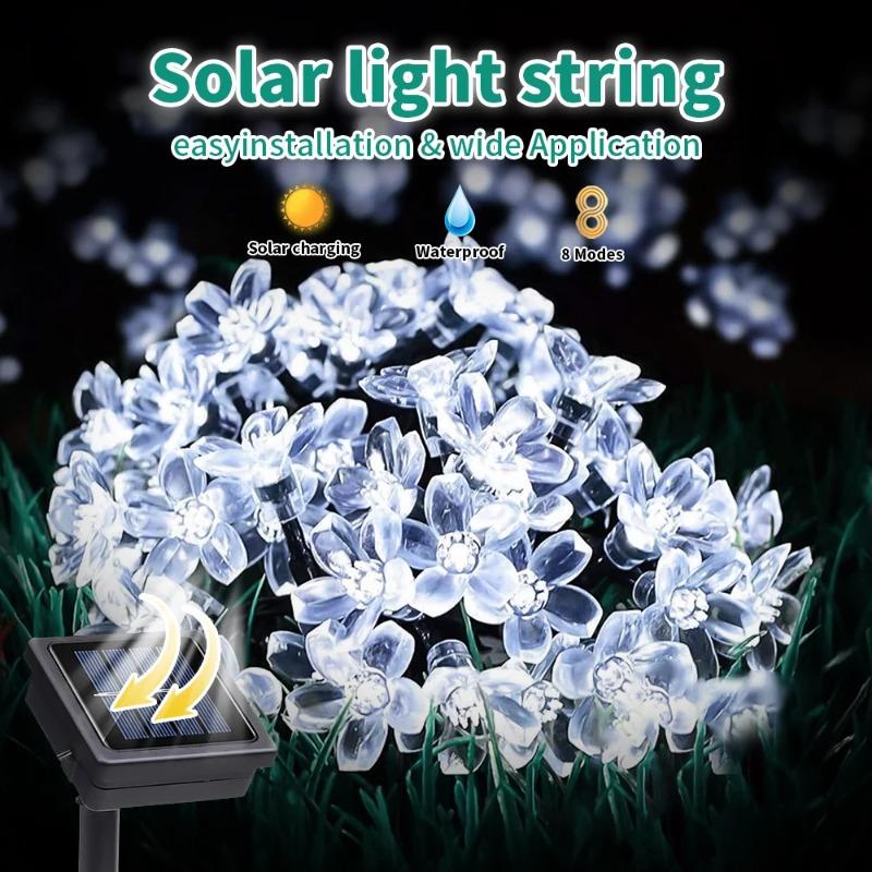 

Солнечная гирлянда в виде цветов, уличная водонепроницаемая, 20/50/100 светодиодов, сказочная гирлянда для украшения сада, забора, патио, двора, рождественской елки White-5M 20LEDs