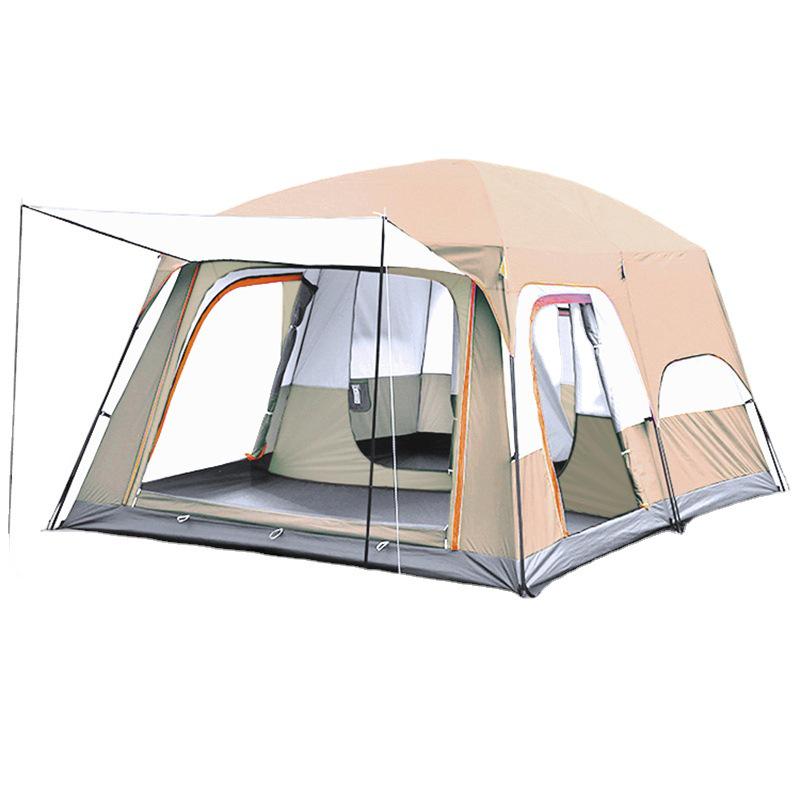 Spacious Waterproof Outdoor Tent with Two Bedrooms and Living Room, Accommodating 4-12 People for Family Camping