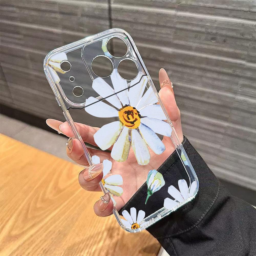 Transparent Clear Lavender Phone Case For Apple Iphone 17 Pro Max 16 15 14 Plus 17Air Rose Flower Oil Painting Shockproof Cover