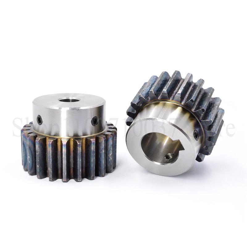 1 PZ 2M 12T-24T Pignone Cilindrico Foro 8/10/12/14/15/16/17/18/19/20/22/24mm Acciaio al Carbonio Pignone Motore con Gradino