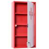 Gabinete de Medicina de Acero Rojo Montado en Pared con 3 Estantes + Puerta de Cristal de Seguridad con Cerradura 60 cm(H)