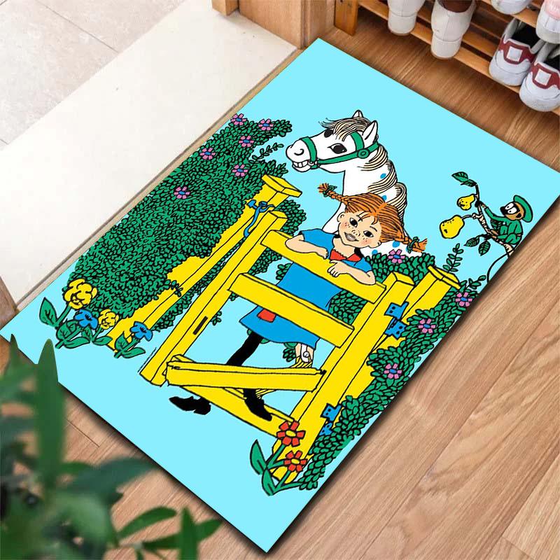 Pippi Longstocking Carpet Rug for Living Room Bedroom Home Sofa Decoration,Kids play Non-slip Floor Mat