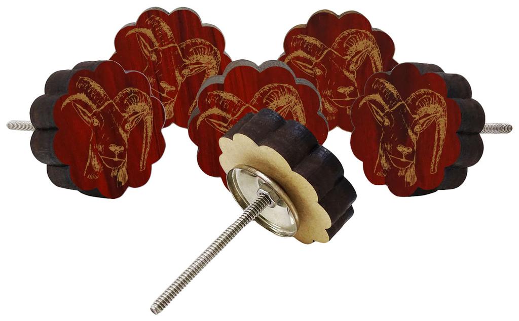 IBA Indianbeautifulart Brown Engraved Knobs Furniture Knobs Cabinet Drawer Pull Pack