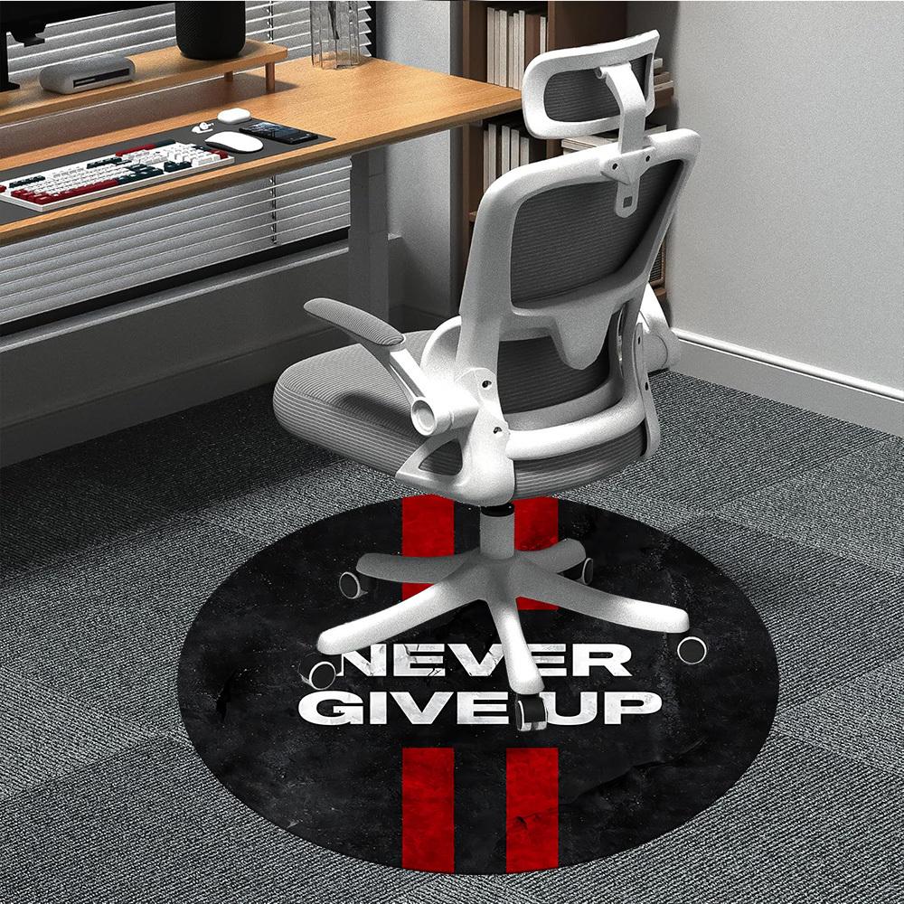 

1pc Never Give Up Chair Carpet for Office, Round Non-Slip Durable Large Size Office Carpet, Suitable for Office, Beautiful Decoration 80cm