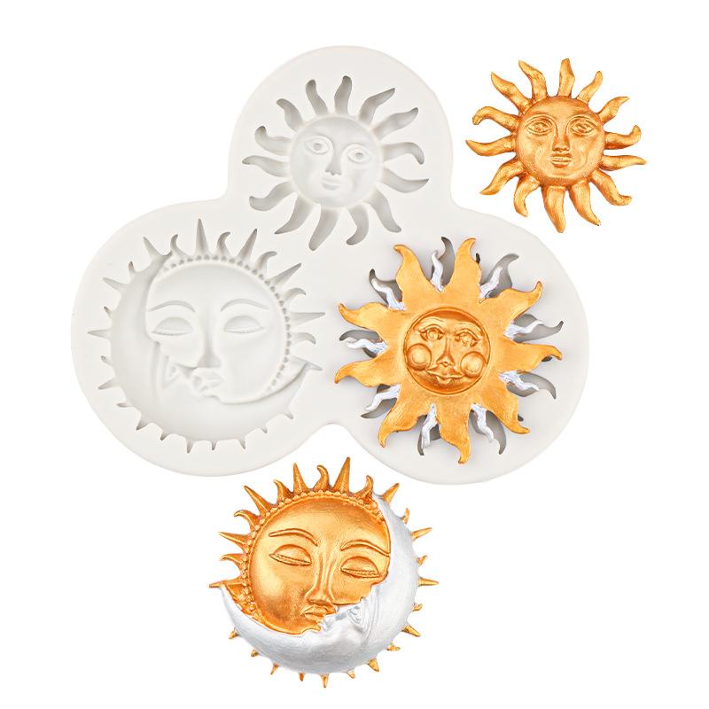 Sonne Mond Gesicht Fondant Silikonform DIY Kuchen Dekorationswerkzeug Sugarcraft Schokolade Ton Gumpaste Form Cupcake Backwerkzeug