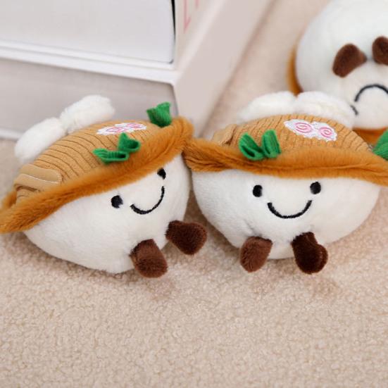 Plush Cartoon Ramen Bowl Toy with Ball Chain Stuffed Lamian Noodles Doll Keychain Pendant Bag Charm Backpack Hanging