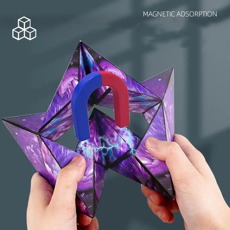 Variety Geometric Changeable Magnetic Magic Cube Counter Stress 3D Hand Flip Game Cube Kids Stress  Fidgeting Plaything