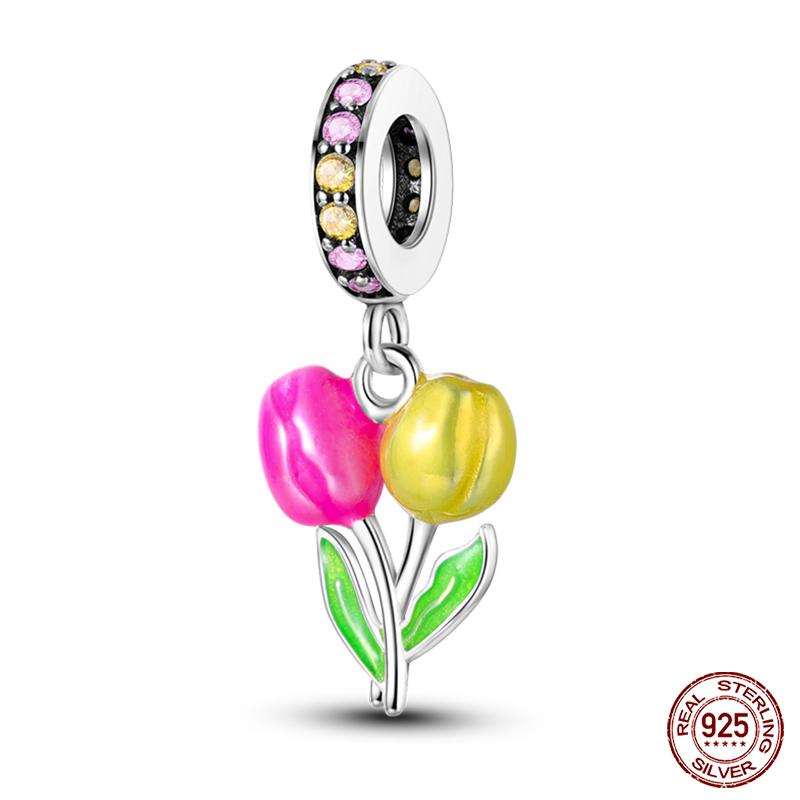 100% Copper Butterfly Flower Blue Zircon Charms Beads Fit Qikaola Original Bracelets Exquisite Diy Jewelry Gift