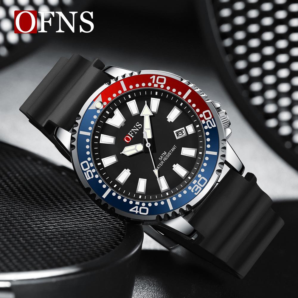 Men's Quartz Watch Calendar Luminous Sports Rubber Strap Waterproof Casual Cool Wristwatch Male Clock Reloj Hombre