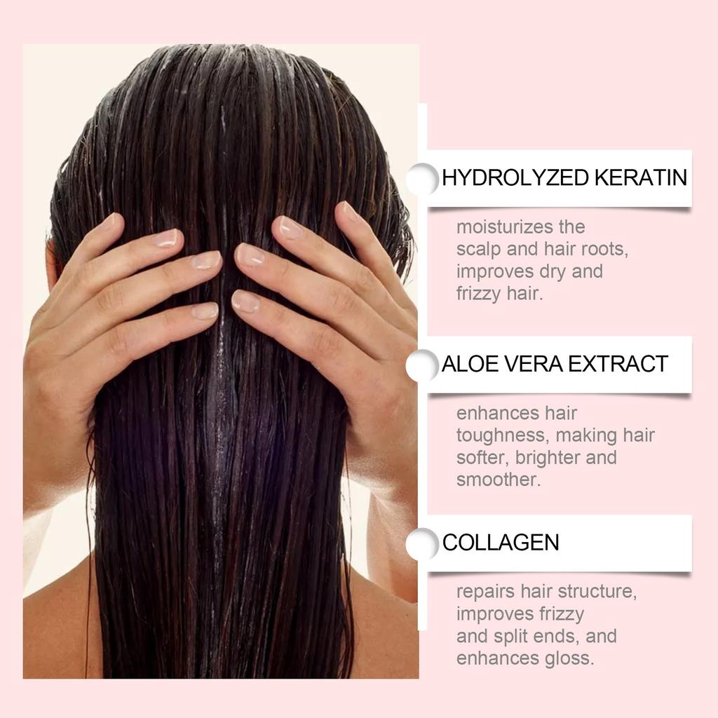 Kollagen Haar, Tiefenpflege, Fortschrittliches Keratin Haar, Feuchtigkeitsspendende Maske Für Alle Haartypen (1 Flasche)