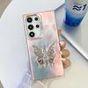 Samsung S25ultra Mobile Phone Case Electroplated Laser S24 All Inclusive Butterfly Stand A56 Protective Case for Women