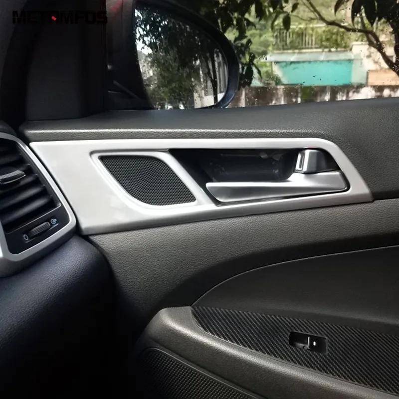Interior Door Handle Bowl Panel Cover Trim For Hyundai Tucson 2015 2016 2017 2018   Carbon Fiber Accessories Car Styling