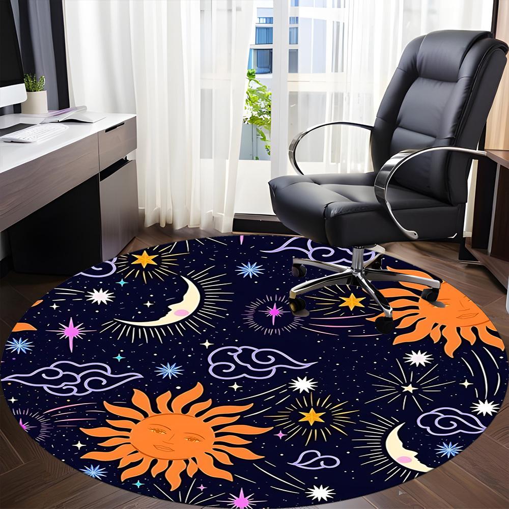 1PC Celestial Patterns Chair Carpet for Office, Indoor Non-Slip Washable Carpet, Soft Comfortable Mat For Office Room yy250930276