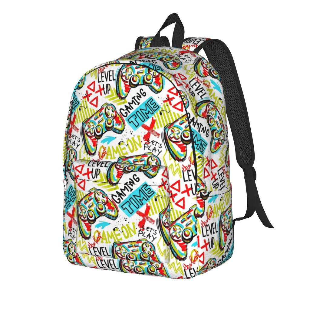 Video Game Gaming Controller Fashion Backpack with Pocket High School Hiking Travel Daypack for Men Women College Shoulder Bag