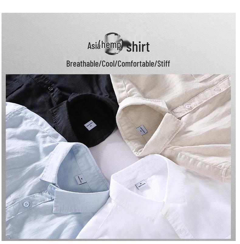 Men's Summer Cotton Linen Pocket Cardigan Square Collar Short Sleeve Casual Shirt