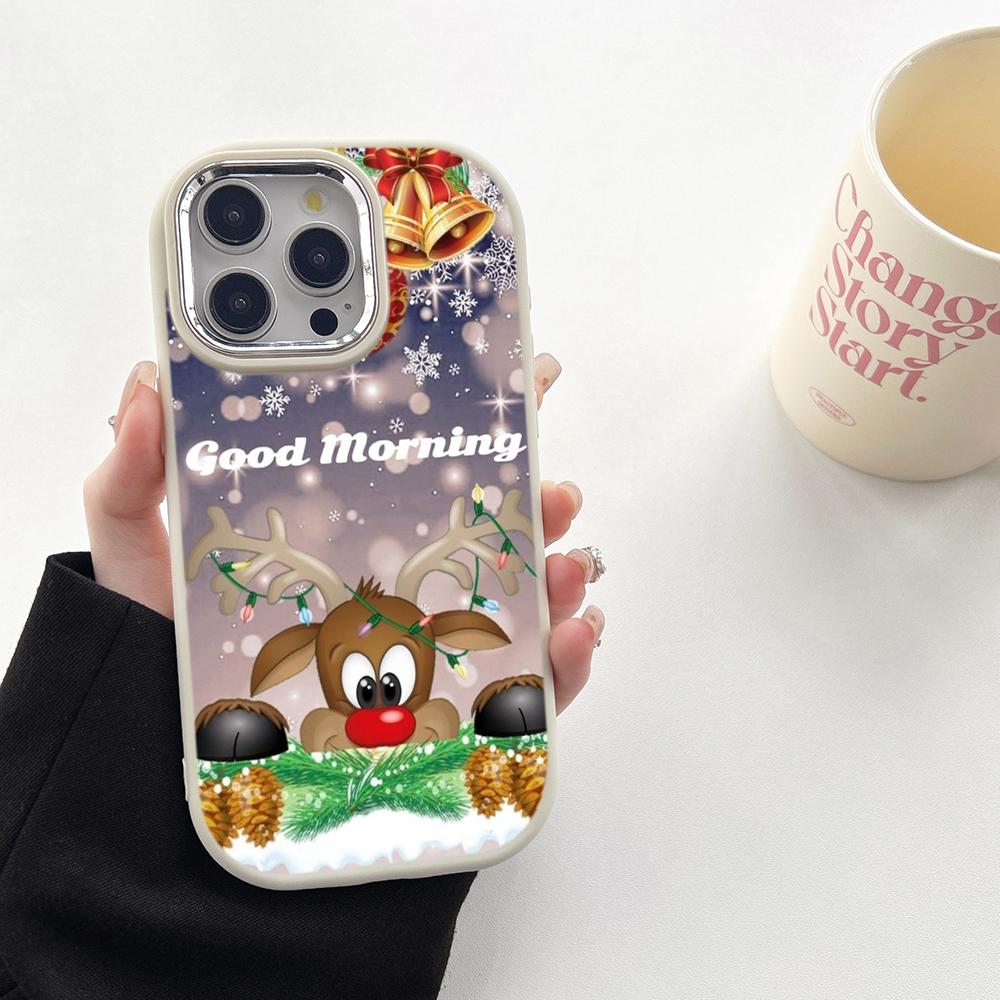 N106 Godt nyttår jul myke telefonvesker til Samsung S24 S23 Plus A15 A35 A54 Infinix Hot 40i Tecno Plating Frame Kamerabeskytter Bakdeksel