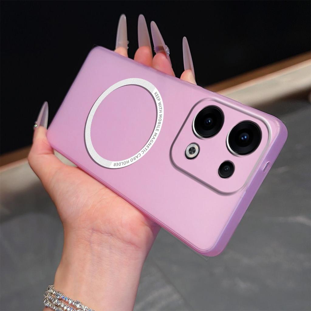 Magnetic Semi‑Transparent Matte Phone Case for OPPO Reno13 5G Soft TPU Shockproof Cover