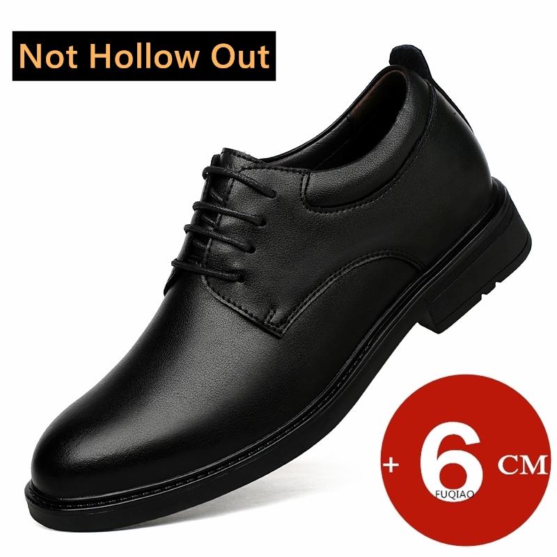 Summer Hollow Out Business Men Oxford Leather Shoes Elevator Man Height Increase Insole 6CM Formal Breathable Large Size 35-47