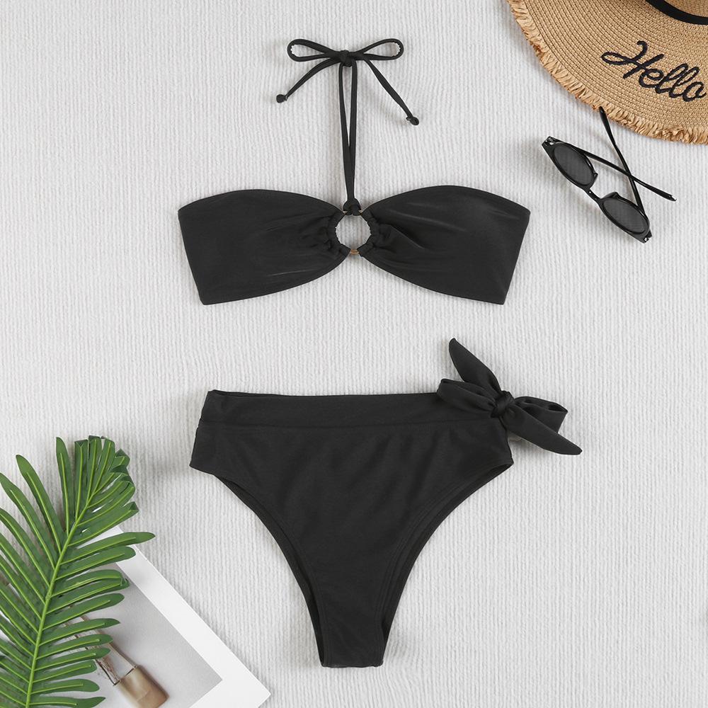 2025 Women's Sexy Halter Bikini Set: High-waisted, Cross-border, Beach Swimwear.