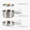 Camping Pan Portable Outdoor Pot Cooking Pan Stainless Steel Foldable Handle with Storage Bag Outdoor Hiking Cookware Kit