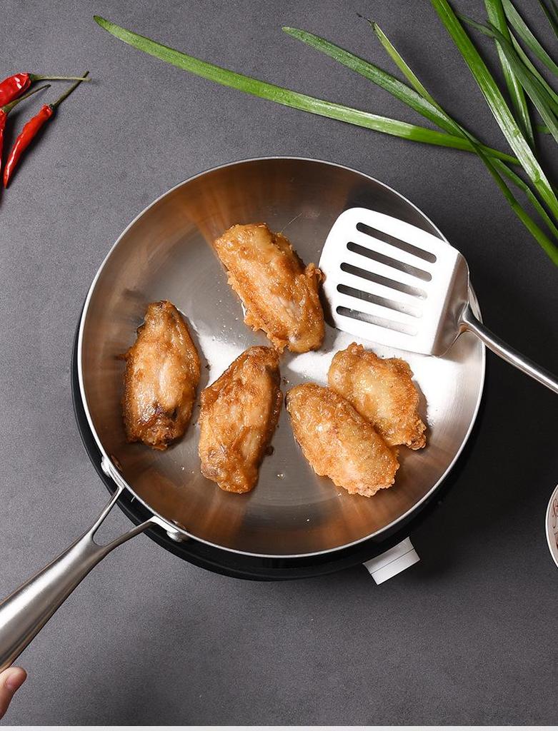 Manulife 304 Stainless Steel Flat-Bottom Wok for Induction & Gas Stoves