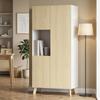 170 cm Kitchen Cabinet, Modern Cabinet with Open Compartment, Adjustable Shelves, Natural Wood Look