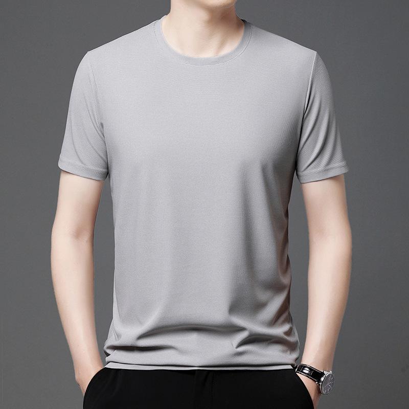 2024 New Summer Waffle Round Neck Short Sleeved T-shirt for Mens Short Sleeved Top