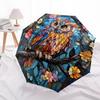 1 PC Automatic Folding Umbrella - Owls and Flowers Pattern, Portable & Foldable Design with 8 Ribs, Christmas Birthday Gifts