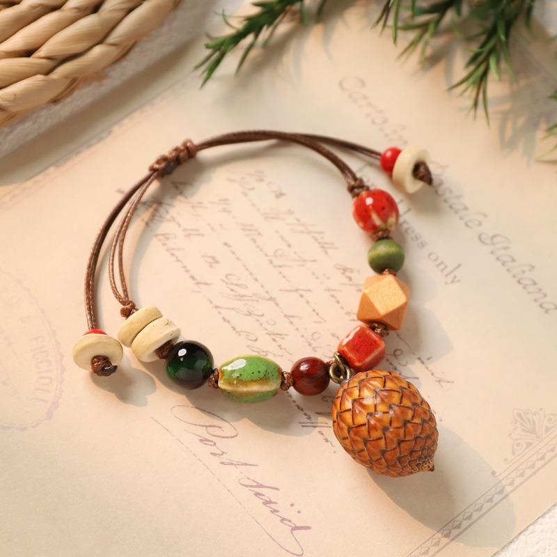Retro Natural Plant Fruit Bracelet Hand Woven Acorn Hand Rope Women's Niche Literary Bracelet
