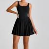 Sleeveless Yoga Fitness Dress Hollow Out Badminton Skirts Women Tennis Dress Badminton Sports