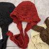 Cute age-reducing lace thin wool hat female versatile Internet celebrity knitted doll hat irregular one-piece scarf winter