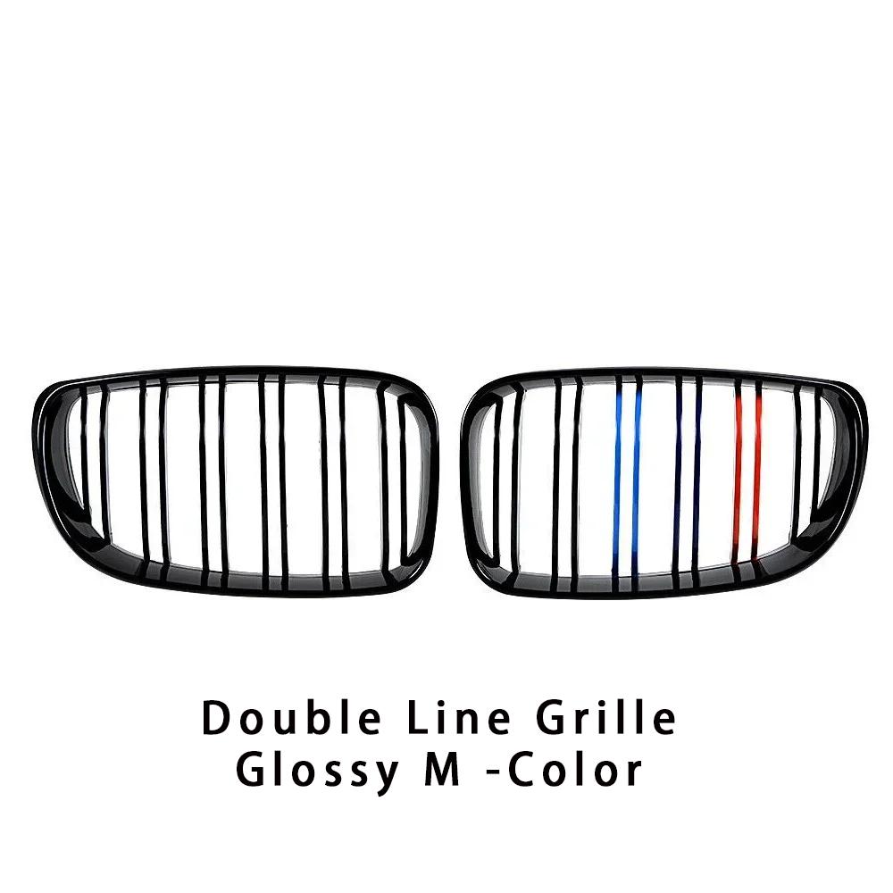 For BMW  E81 E82 E87 E88 1 series Car Front Bumper Kidney Grille Racing Grills Grilles Gloss Black Dual Slats Grill 2007-2011