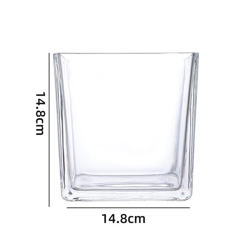 Suport Nou pentru Lumânare din Sticlă - Bază Rotundă, Cupă Aroma Transparentă, Design Pătrat Îngroșat.