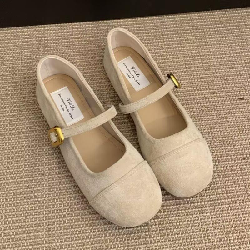 Fashion Vintage Women Shoe Spring New Round Flat Shoes Fashion Mary Jane Shoe Anti Slip Women Bean Shoes Soft Soled Women's Casual Shoe