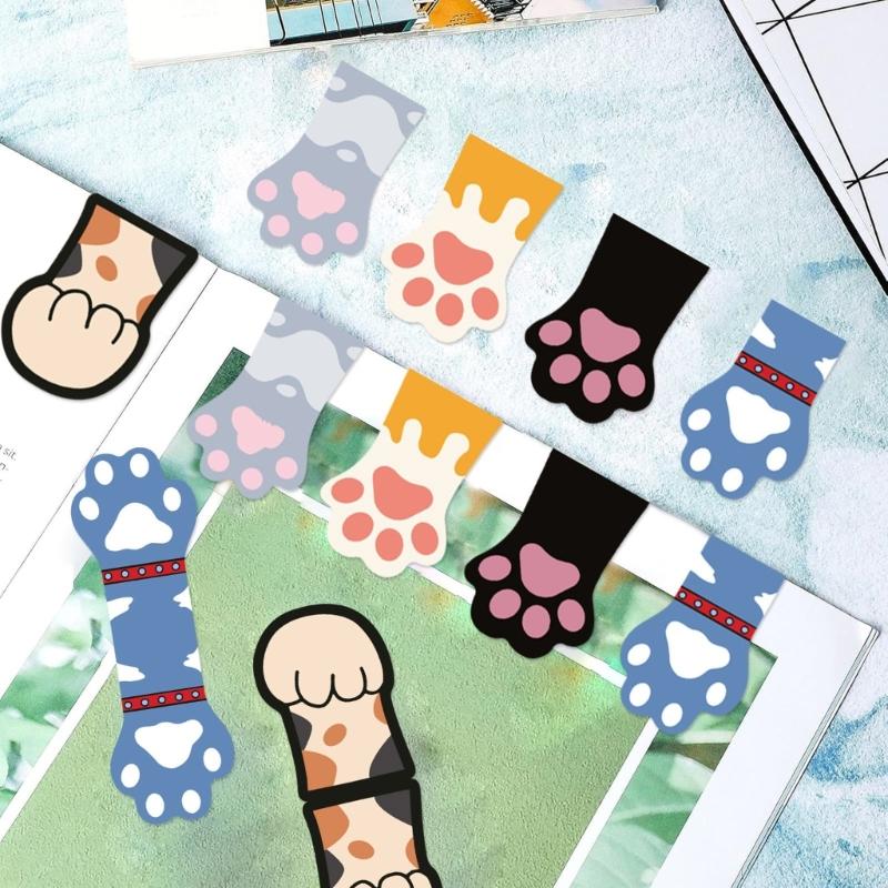 5Pcs PVC Magnetic Bookmarks Kitten Paws Magnetic Book Page Clip Thoughtful Present For Book Lover Teacher Reader Friend