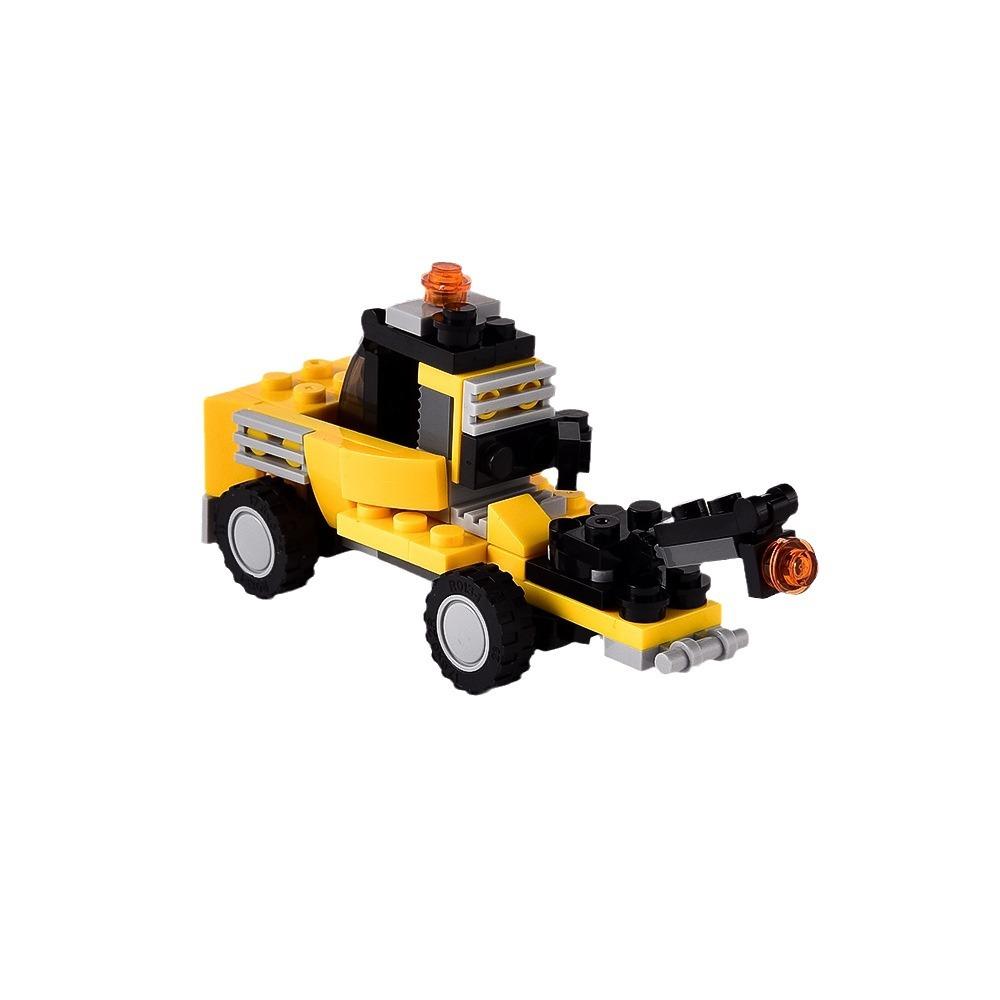 Road Rescue Vehicle Building Block Trailer Car Model Assembly Toy Compatible Small Particle Set