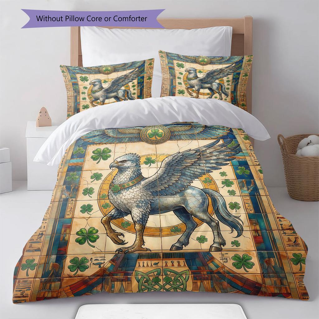 Legendary Mural Pattern Bedding Quilt Set Quilt Cover Pillowcase Home Decoration Birthday Gift (1 * Duvet Cover + 2 * Pillowcase, Without Core)
