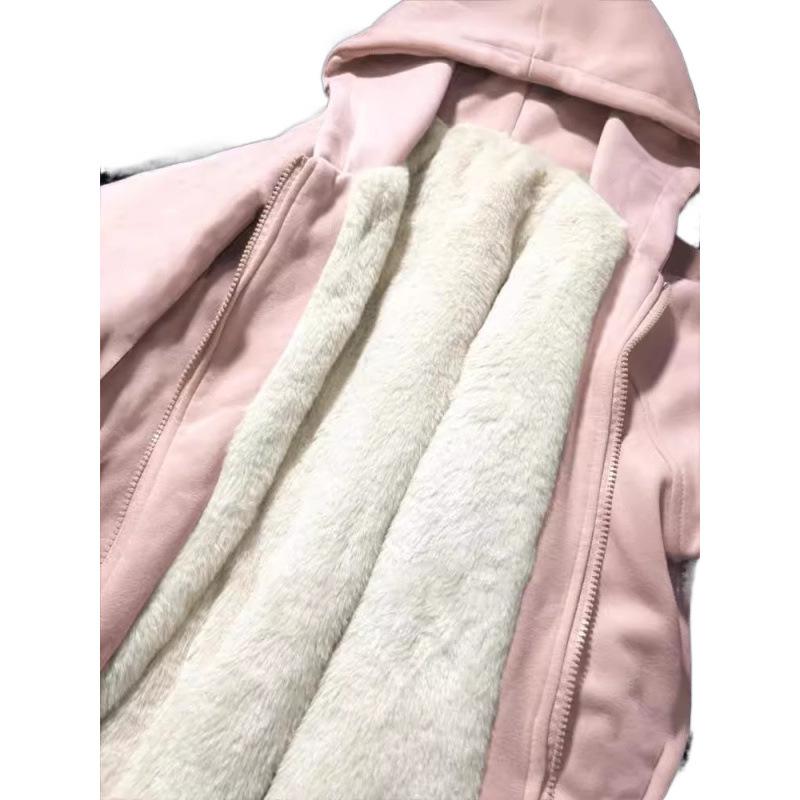 Women's Thick Velvet Padded Cotton Coat with Lamb Wool Lining - New 2024 Winter Style