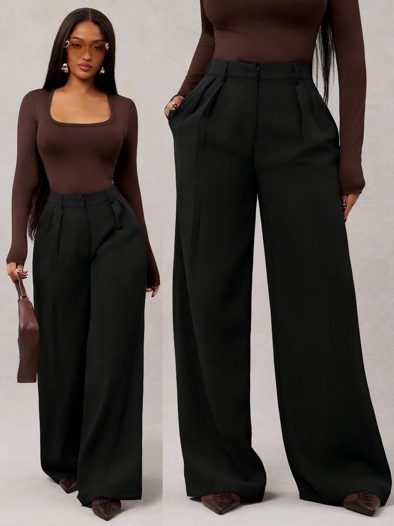 Women's Elegant Solid Color Trousers - Versatile, Comfortable Suit Pants for Outings and Work.