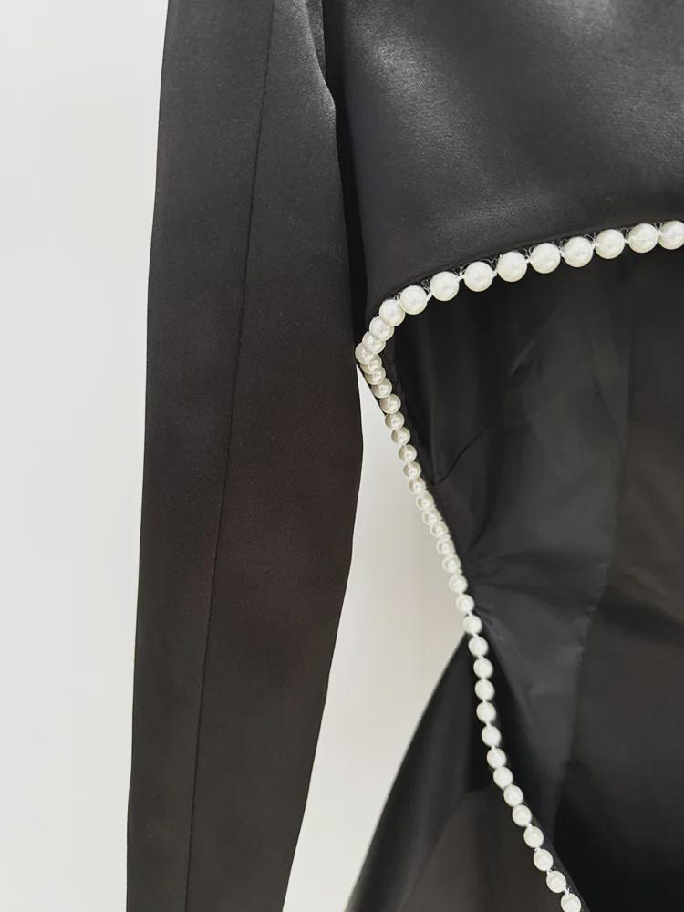 2024 Spring/Summer 3D Floral Beaded Mesh Pantsuit with Sequins and Pearls