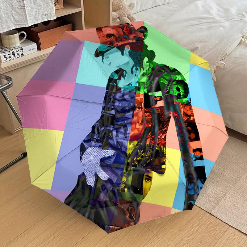 

1pc Michael Joseph Jackson Automatic Folding Umbrella, Portable Collapsible Design, Casual Outdoor Accessory, 045