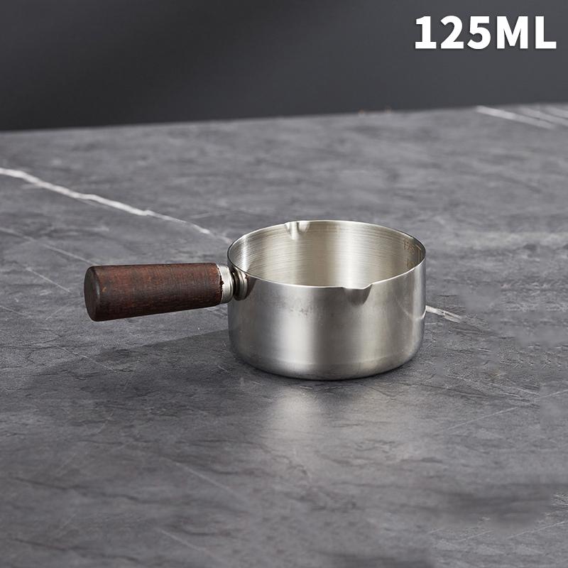 

1 шт. Чашка для соусу з нержавіючої сталі, чашка для західного соусу, чашка для заправки стейка, дерев яна ручка, блюдце для соусу для помідорів та салату, кухонний інструмент 125ML срібний