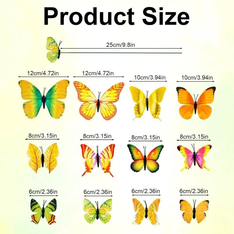 12X Lifelike 3D Butterfly Stakes for Flower Pot Indoor Outdoor Yard Garden Decor