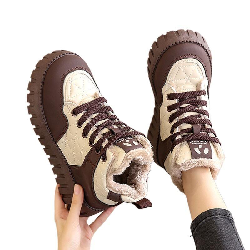 Girls Snow Boots Winter 2025 Fleece Thickened Medium and Older Children's Cotton Shoes Large Cotton Shoes Medium and Older Children's Girls Cotton