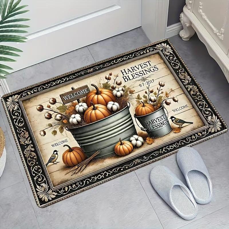 Non-Slip Halloween Floor Mat: Dirt-Resistant, Water-Absorbent Crystal Velvet for Bathroom or Entrance