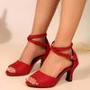 Bag Heel Anti-Slip Wear-Resistant Roman Sandals Women's Summer New Fashion Round Toe Cross Strap High Heels